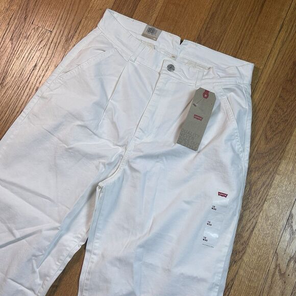 Levis Baggy Trouser Pants High Rise Straight Leg Womens 10/30 White 90s NWT $70 - Picture 1 of 7